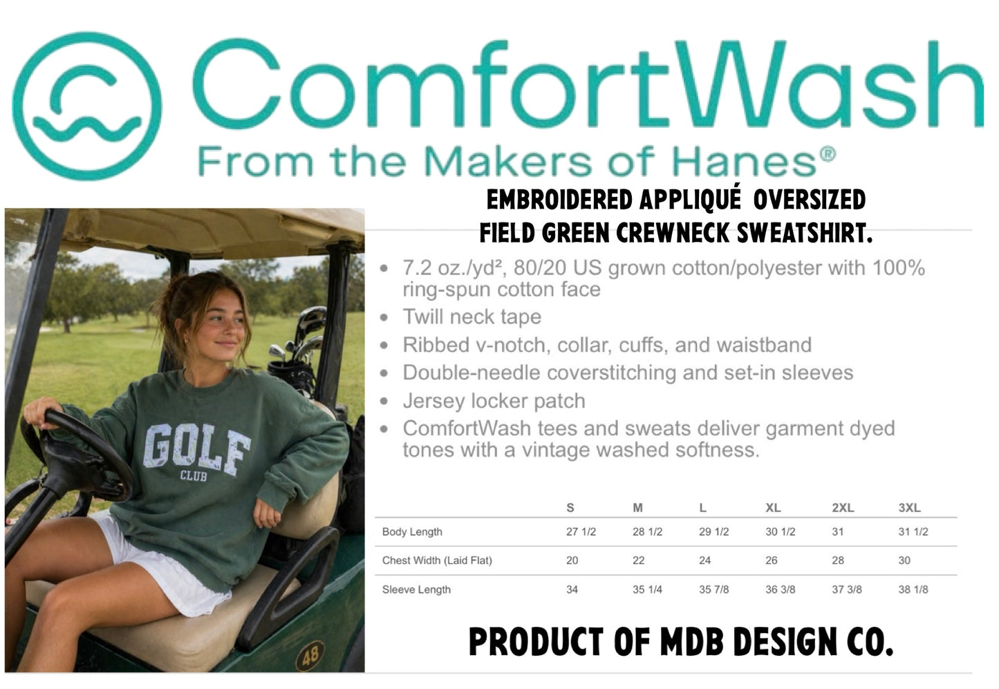 COMFORT WASH OVERSIZE GOLF ⛳️ CLUB CREWNECK SWEATSHIRT SIZE S TO 3XL