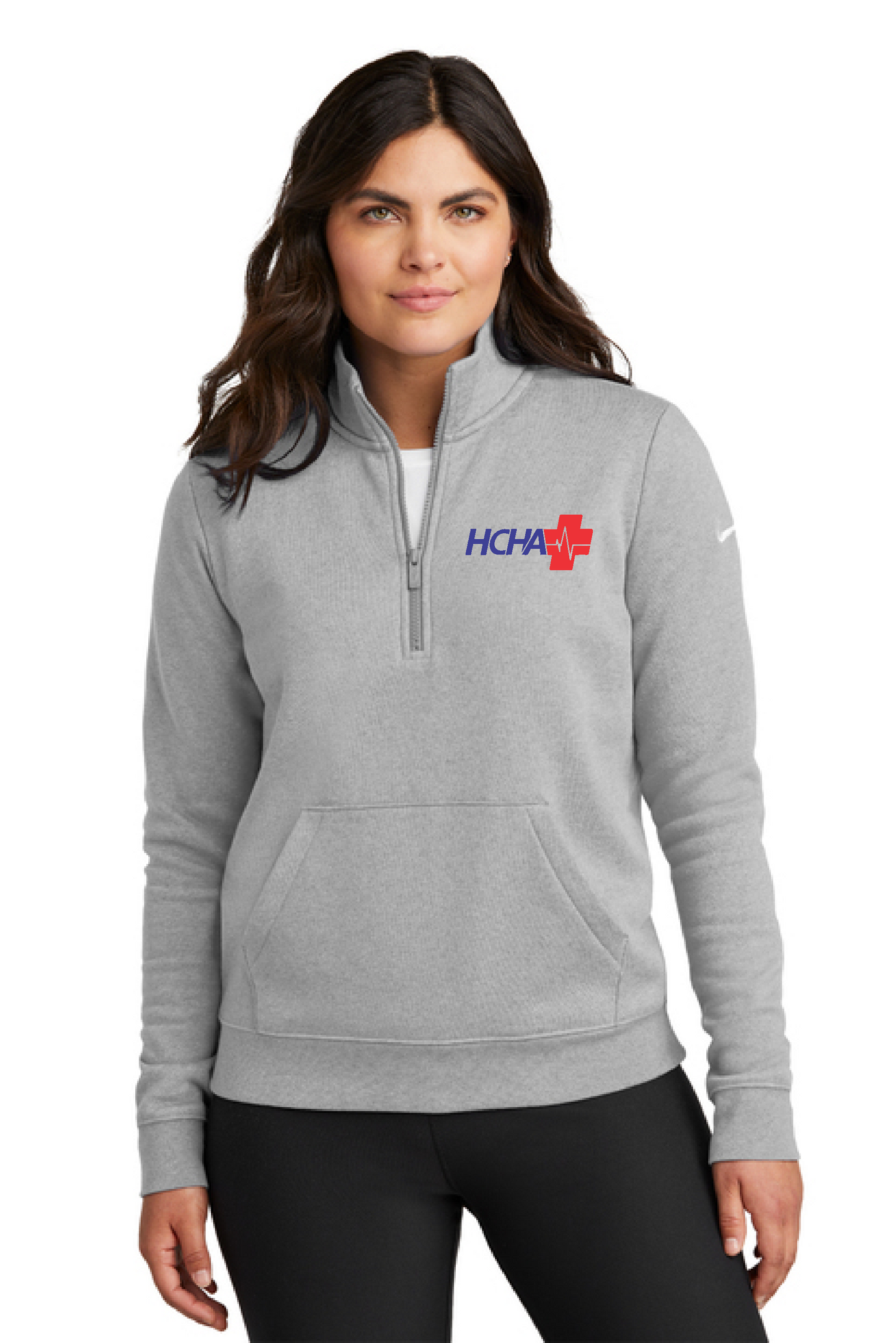HCHA - NKDX6720 - Nike Women's Club Fleece Sleeve Swoosh 1/2-Zip - PRINTED