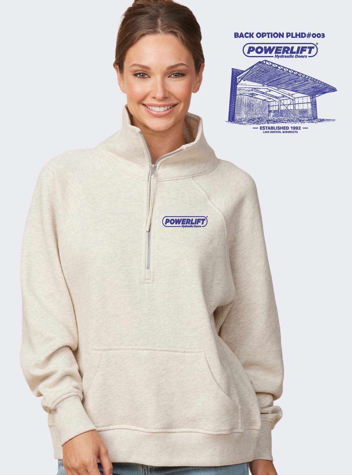 EZ311 - Ladies Boxy Half Zip/FULL ZIP -  Fleece - POWERLIFT PRINTED.