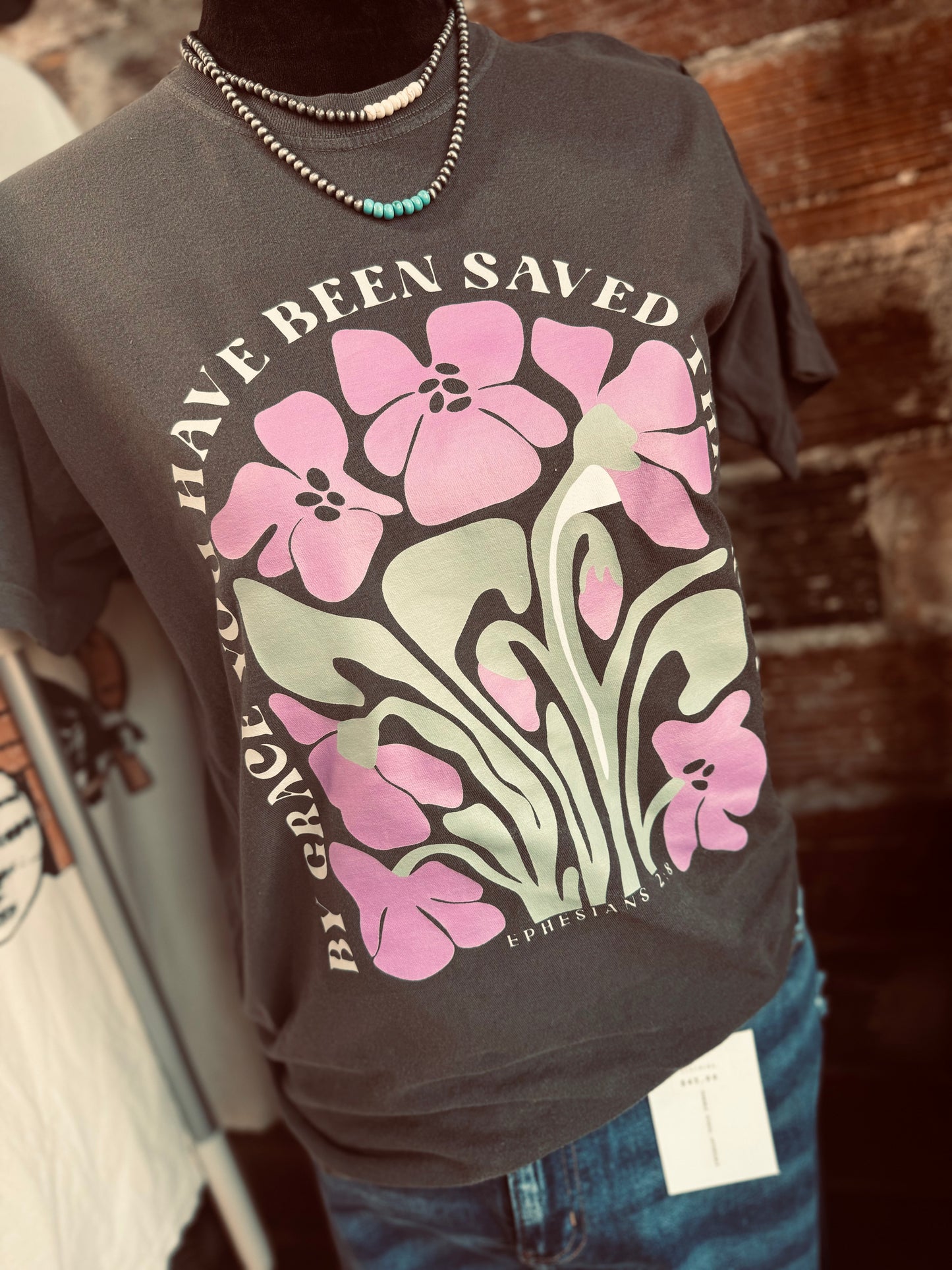 EPHESIANS 2:8 - BY GRACE THROUGH FAITH - WASHED SHIRT