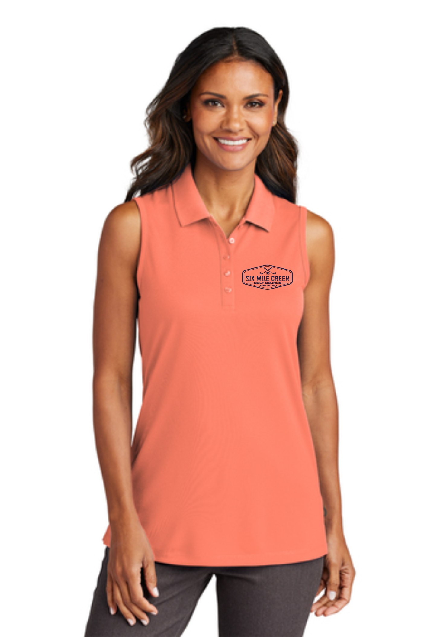 6MC-GC-WHITE SD - LADIES SLEEVE LESS POLO