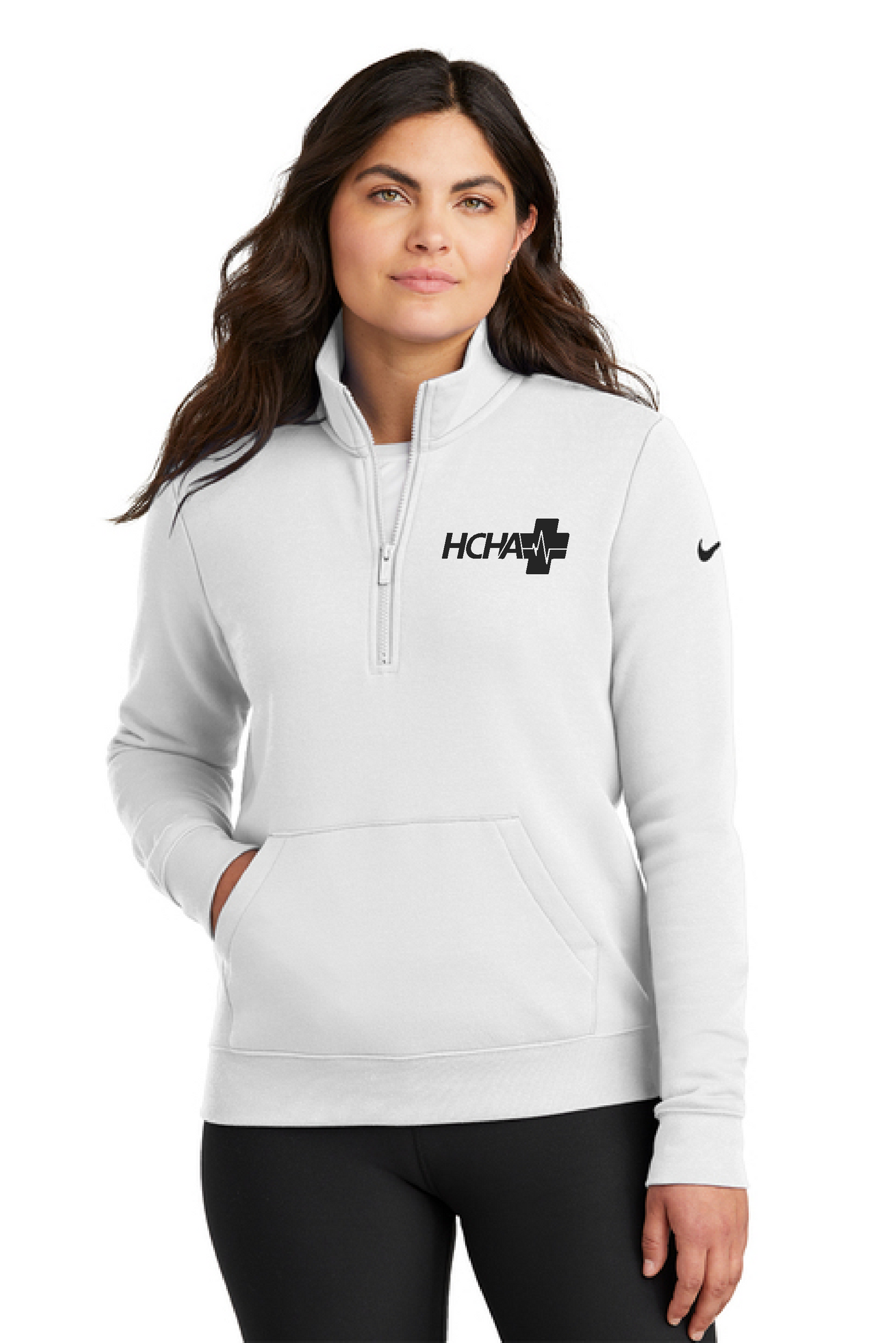 HCHA - NKDX6720 - Nike Women's Club Fleece Sleeve Swoosh 1/2-Zip - PRINTED